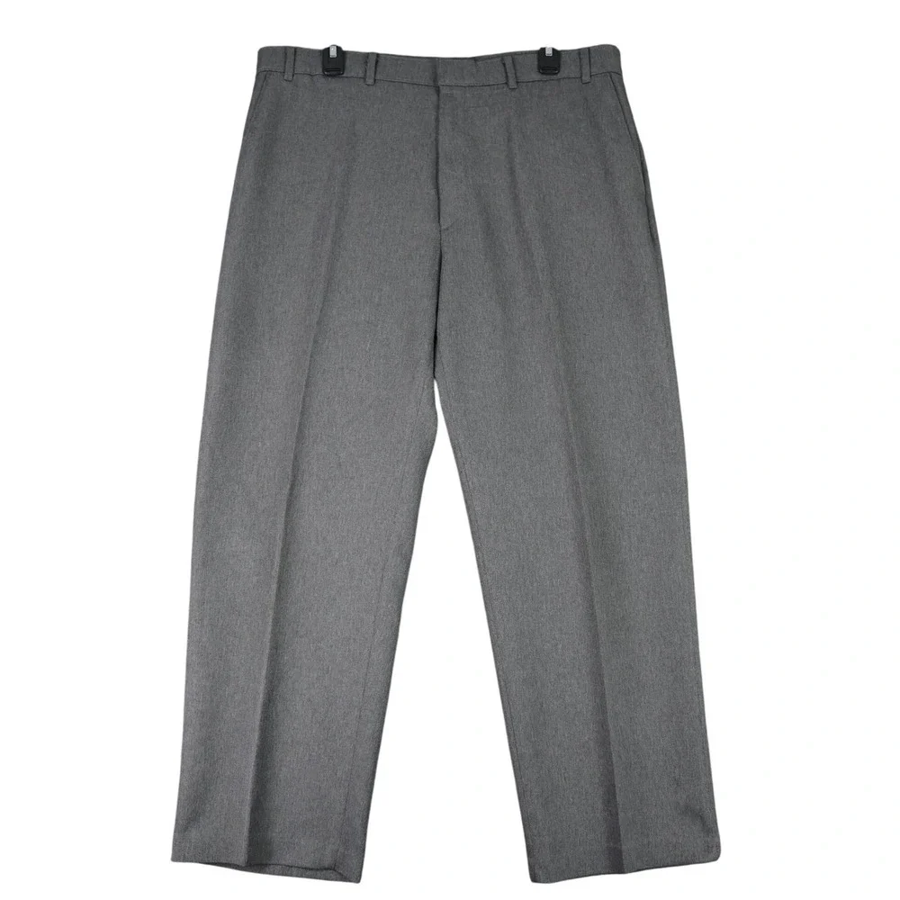 Vintage 80s Levis Action Slacks Trousers Mens 36x28 Gray Flat Front Dress Pants